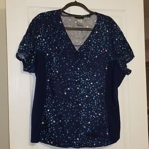 Navy scrub top with stars